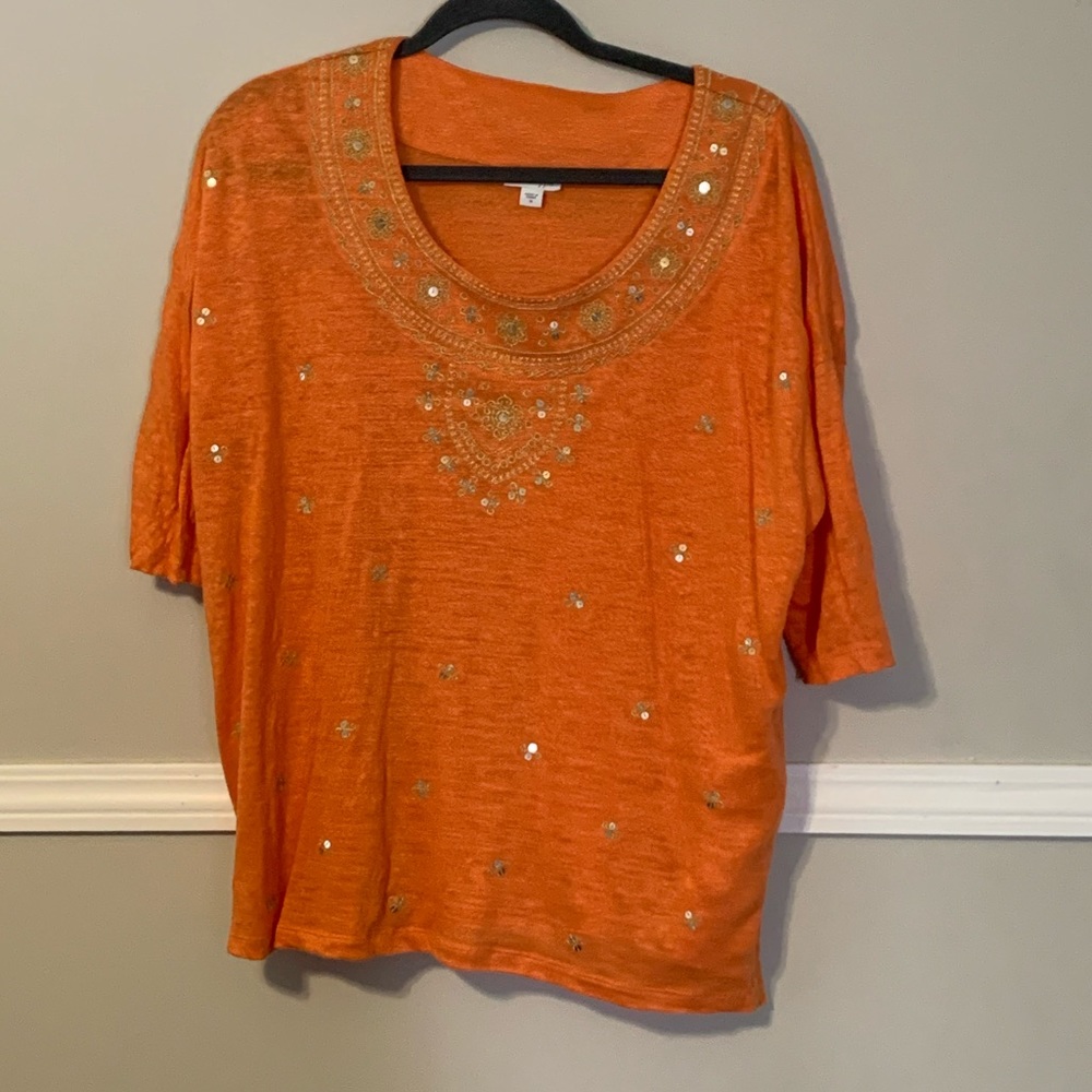J. Jill Love Linen Orange Blouse